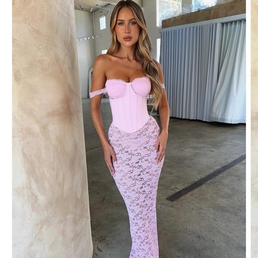 Outcast clothing maxi Pink Lace Off-Shoulder Dress